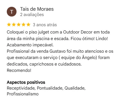 Avaliação Google Outdoor Decor